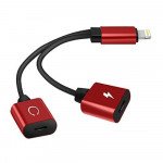 Wholesale New 2-in-1 IP Lighting iOS Splitter Adapter with Charge Port and Headphone Jack for iPhone, iDevice (Red)